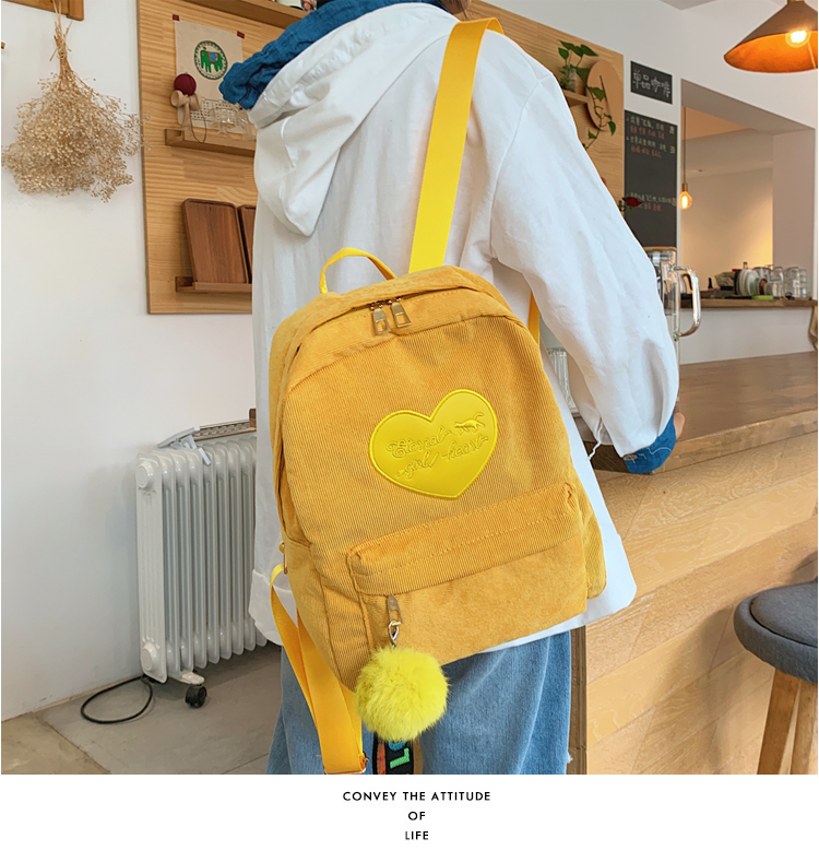 Fashion Yellow Corduroy Backpack,Backpack