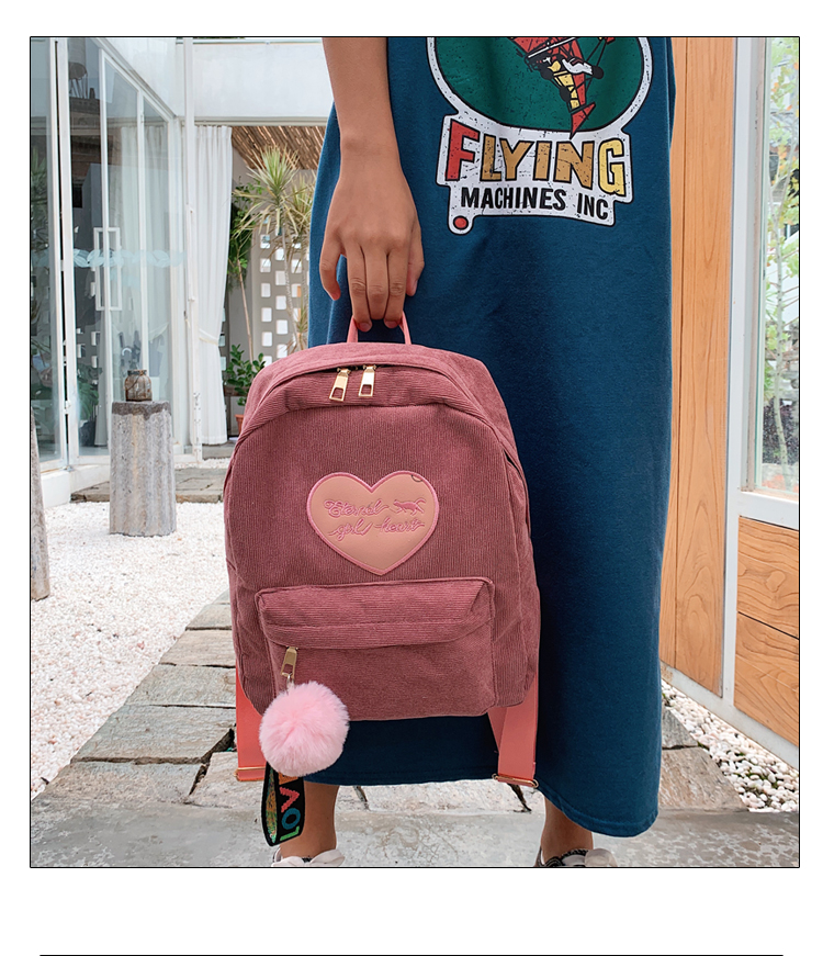 Fashion Pink Corduroy Backpack,Backpack