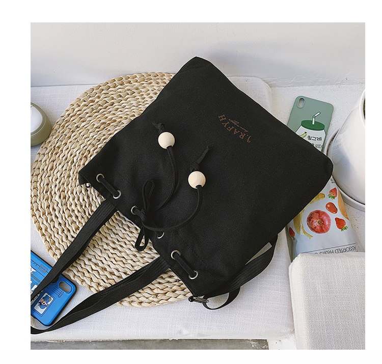 Fashion Black Canvas Drawstring Shoulder Bag,Messenger bags