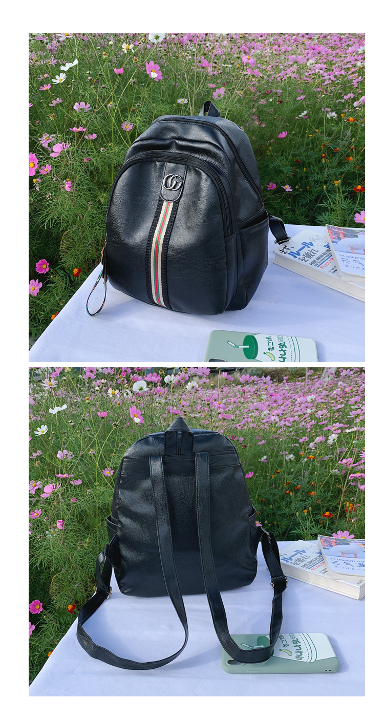 Fashion Black Double Zip Stitching Backpack,Backpack