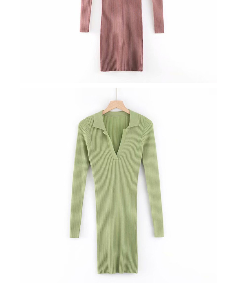 Fashion Central Khaki Knit Po Collar Dress,Mini & Short Dresses