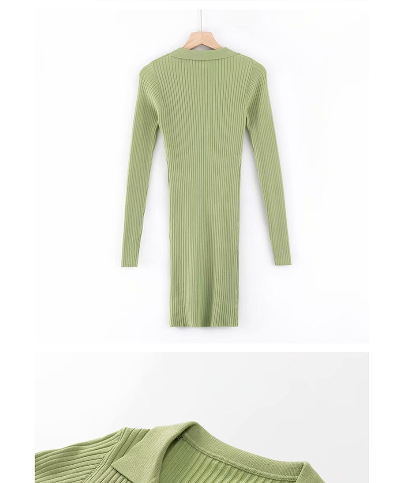 Fashion Army Green Knit Po Collar Dress,Mini & Short Dresses