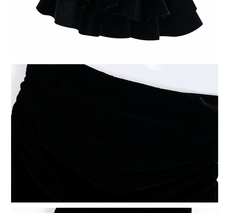 Fashion Black Velvet Irregular Skirt,Skirts