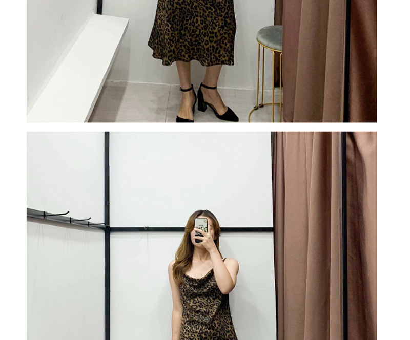 Fashion Leopard Strap Print Dress,Long Dress