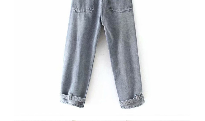 Fashion Blue Shangshui Wash Belt With High Waist Jeans,Denim