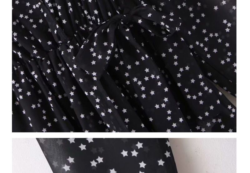 Fashion Black V-neck Star Print Dress,Mini & Short Dresses