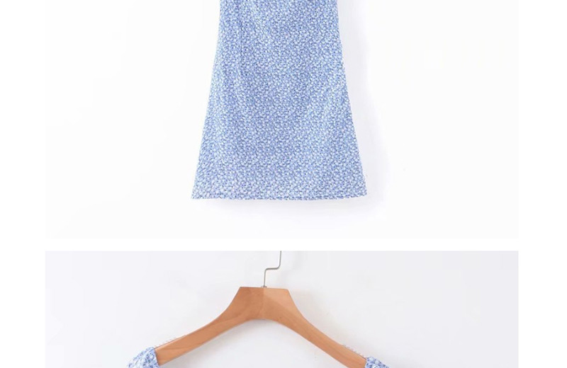 Fashion Blue Small Floral Dress,Mini & Short Dresses