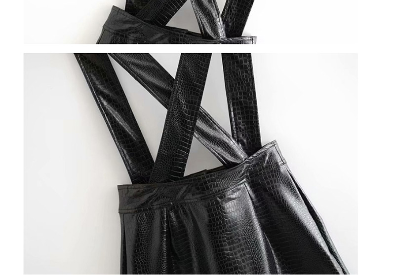 Fashion Black Faux Leather Single-breasted Dress,Mini & Short Dresses
