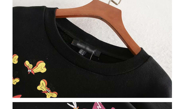 Fashion Black Character Flower Print Sweater,Hair Crown