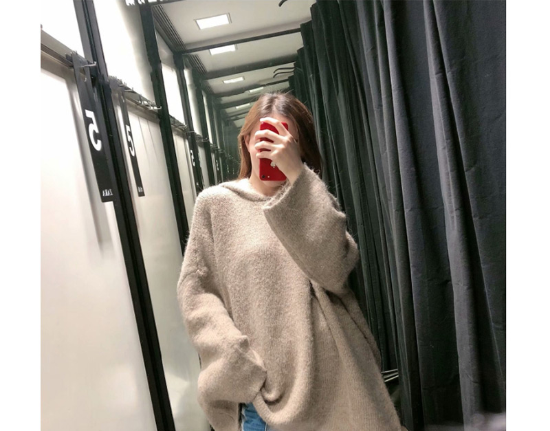 Fashion Khaki Hooded Pullover,Sweater