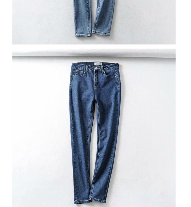 Fashion Light Blue Washed Heart Pocket Stretch Jeans,Denim