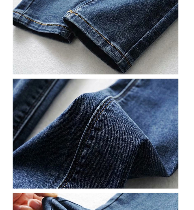 Fashion Light Blue Washed Heart Pocket Stretch Jeans,Denim
