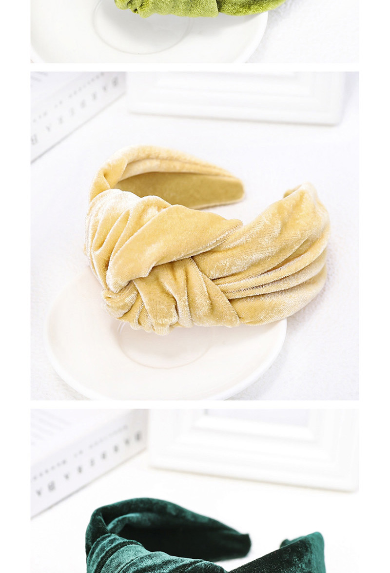 Fashion Yellow Gold Velvet Stretch Velvet Knotted Wide-brimmed Headband,Head Band