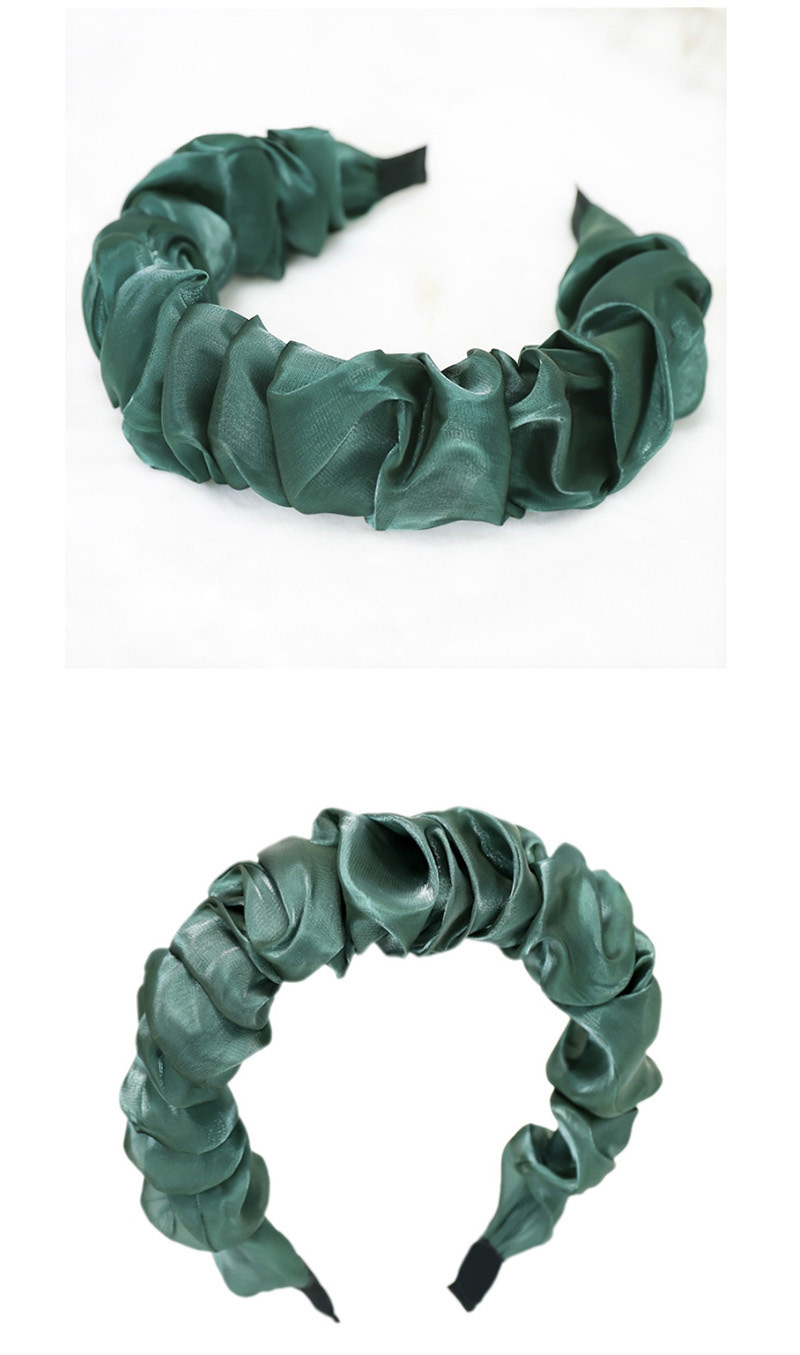 Fashion Army Green Bright Silk Folds Solid Color Headband,Head Band