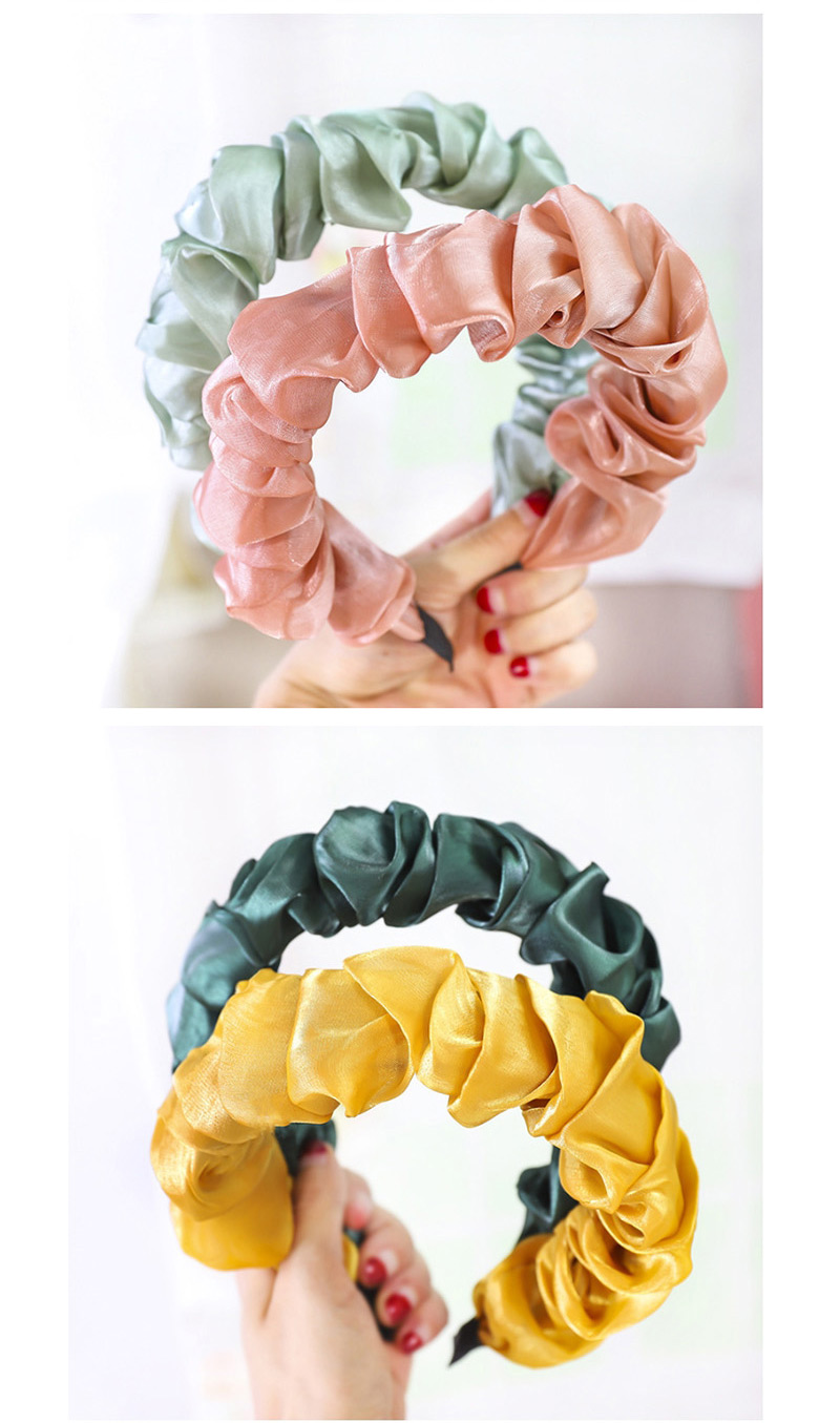 Fashion Army Green Bright Silk Folds Solid Color Headband,Head Band