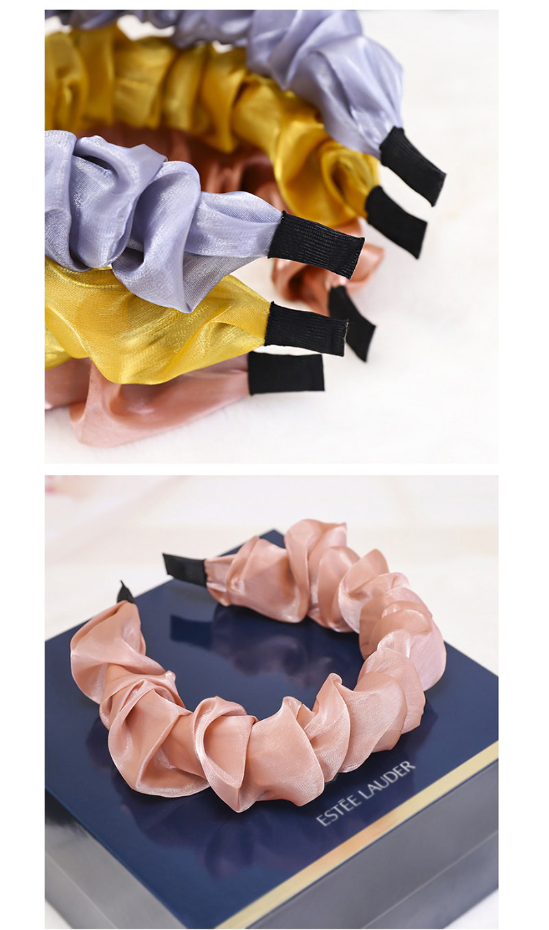 Fashion Yellow Bright Silk Folds Solid Color Headband,Head Band