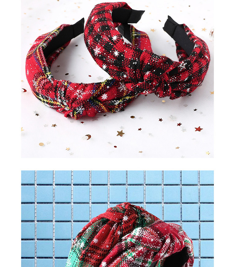 Fashion Reddish Black Cloth Plaid Printed Christmas Headband,Head Band