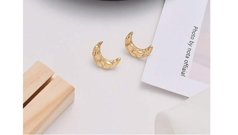 Fashion Golden Moon Irregular Bump Geometric Earrings,Stud Earrings