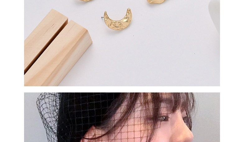 Fashion Golden Moon Irregular Bump Geometric Earrings,Stud Earrings