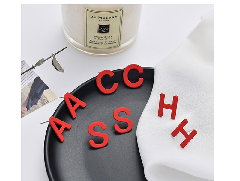 Fashion Red H Painted Letters Earrings,Stud Earrings