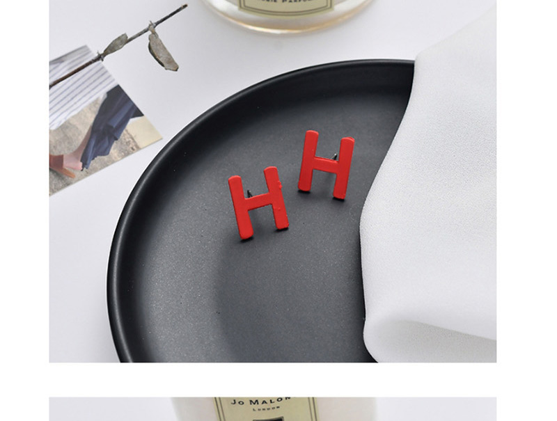 Fashion Red H Painted Letters Earrings,Stud Earrings