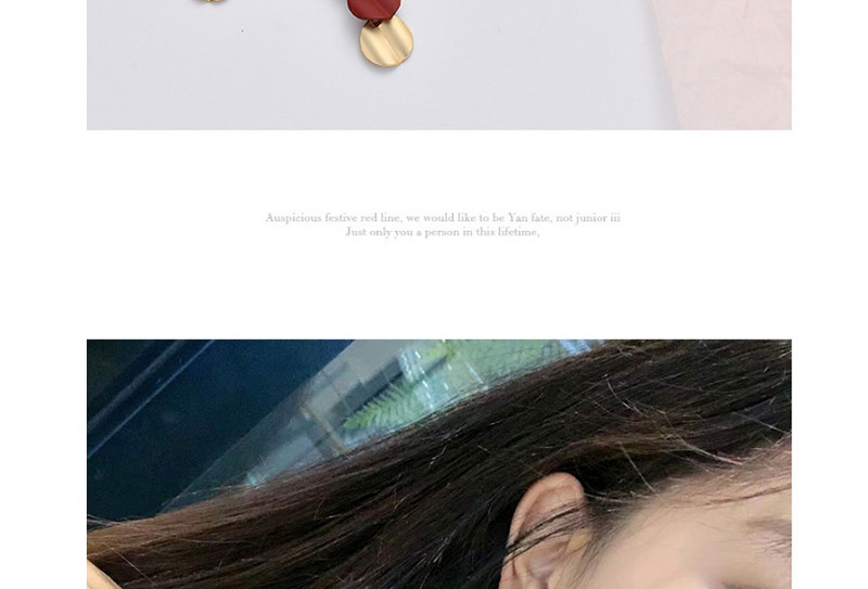 Fashion Red Contrast Geometric Metal Earrings,Drop Earrings