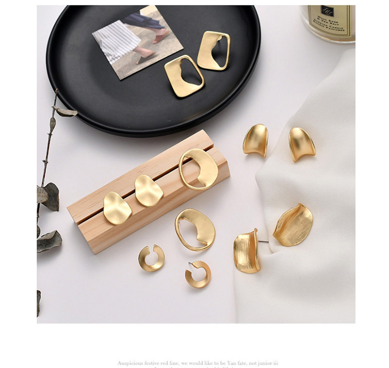 Fashion Golden Open Square Geometric Irregular Earrings,Stud Earrings