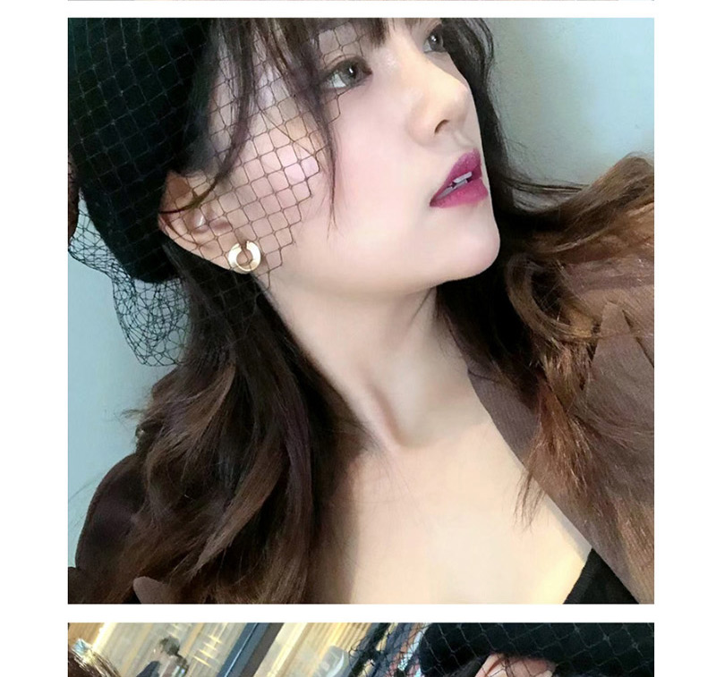 Fashion Golden Concave Ellipse Geometric Irregular Earrings,Stud Earrings