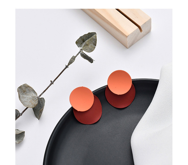 Fashion Red Wine Round Color Stitching Earrings,Drop Earrings