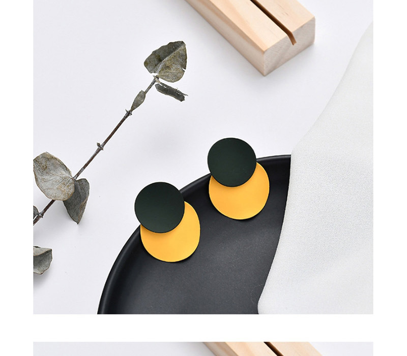 Fashion Yellow Round Color Stitching Earrings,Drop Earrings