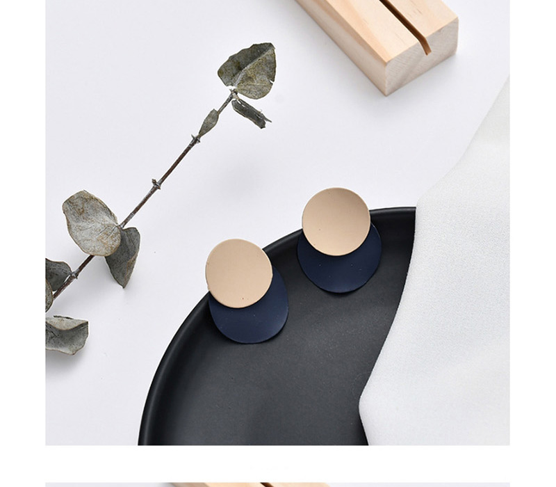 Fashion Black Round Color Stitching Earrings,Drop Earrings