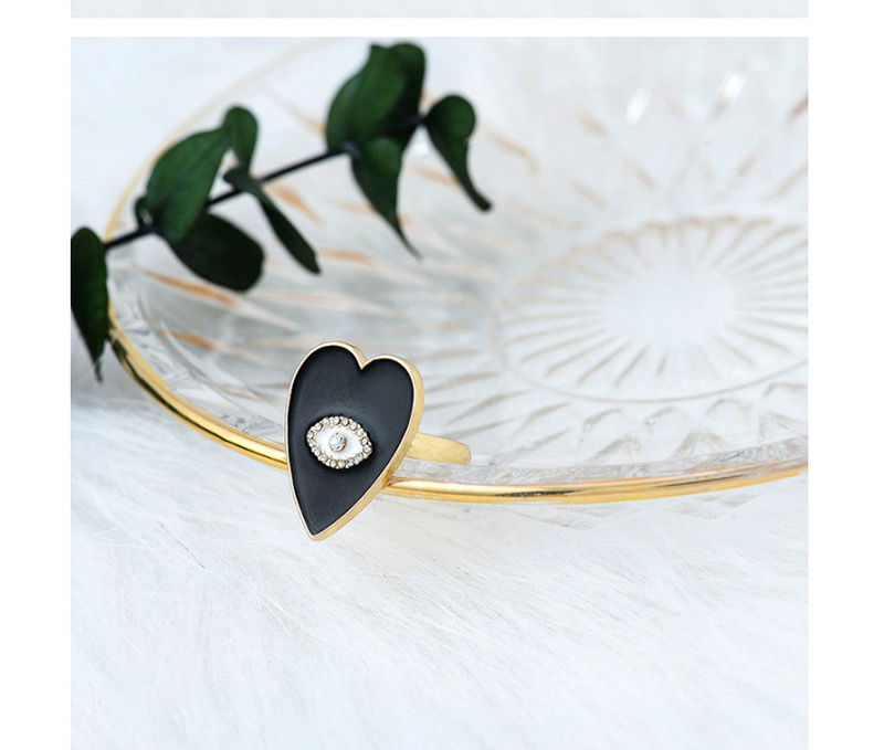 Fashion Black Heart-shaped Drip And Diamond Eye Ring,Fashion Rings