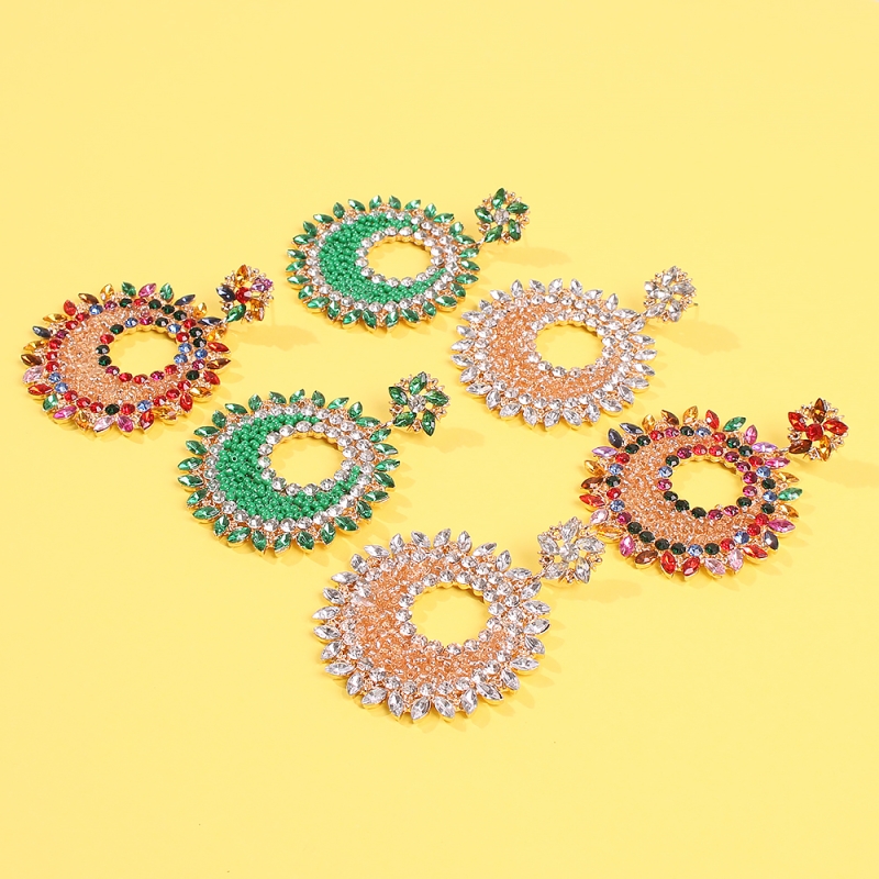 Fashion Color Alloy Hollow Diamond Earrings,Drop Earrings