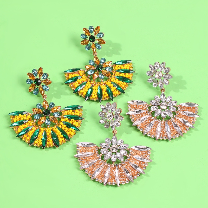 Fashion White Alloy Flower And Diamond Earrings,Drop Earrings