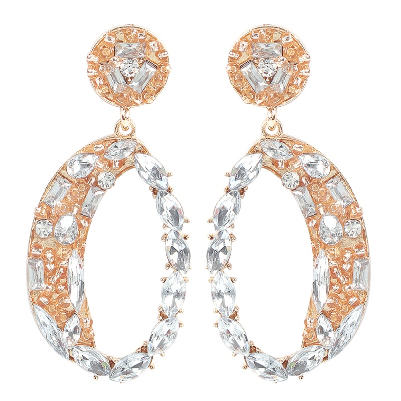 Fashion Color Alloy Openwork Oval Diamond Earrings,Drop Earrings