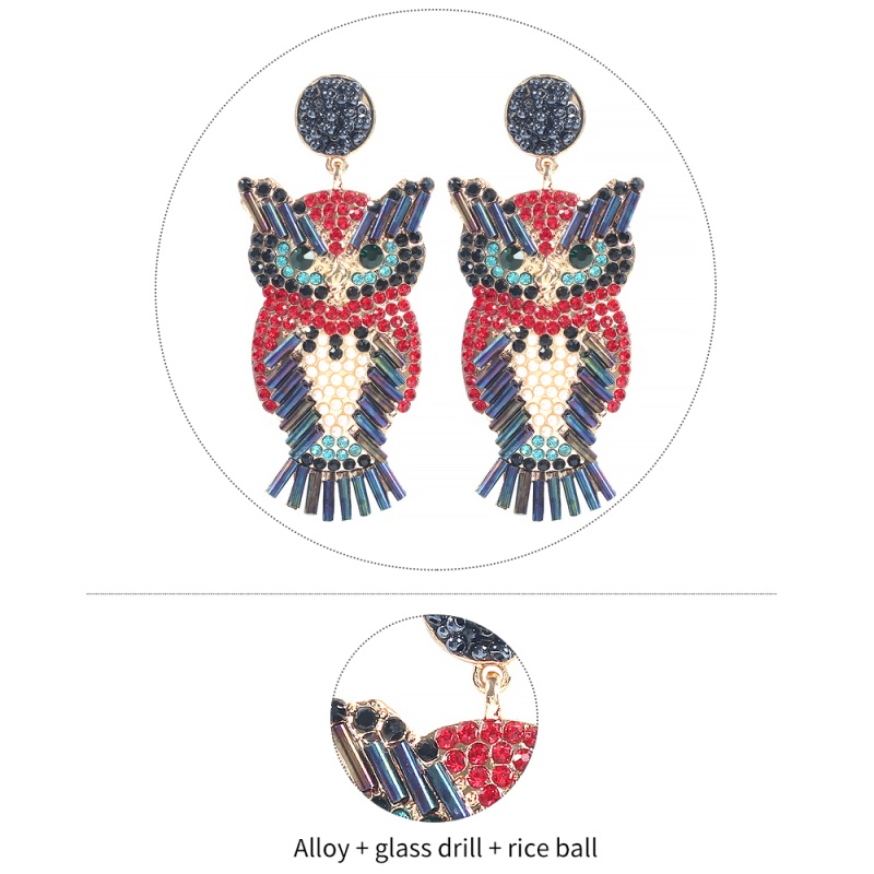 Fashion Owl Alloy Diamond Owl Earrings,Drop Earrings
