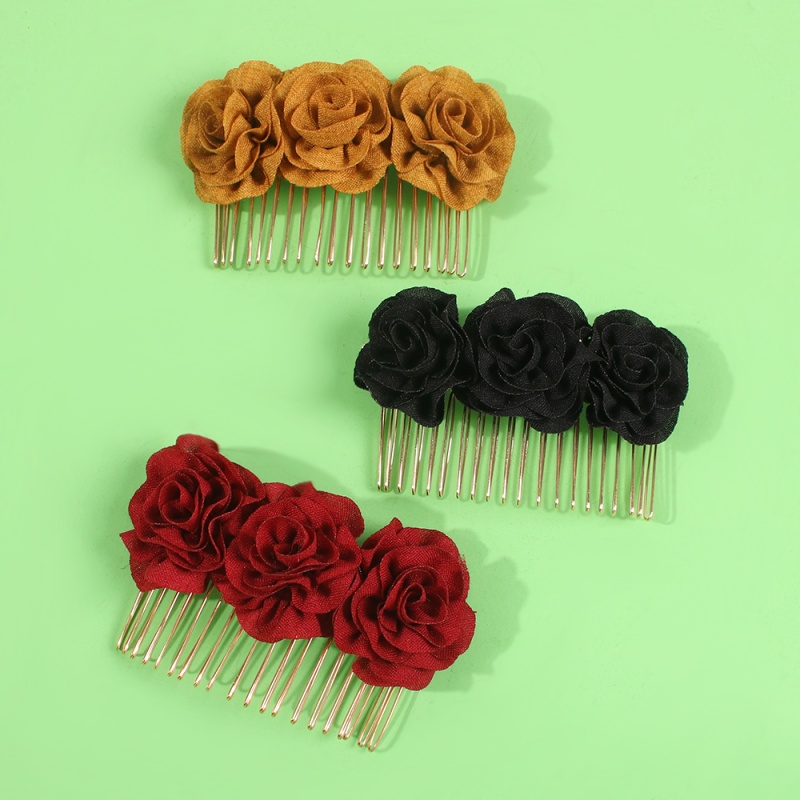 Fashion Red Cloth Mesh Yarn Rose Alloy Hair Comb,Hairpins