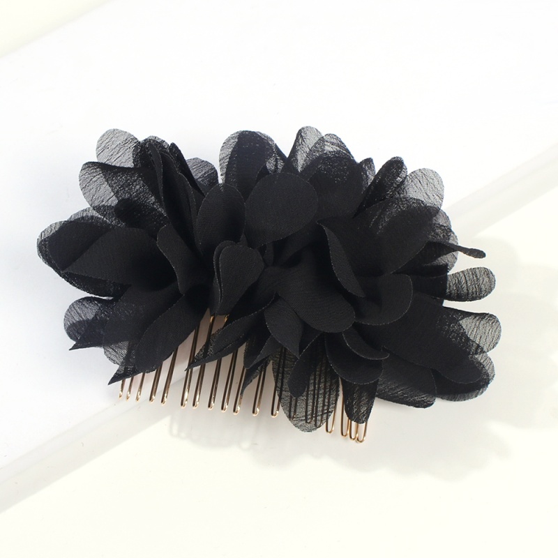 Fashion Black Cloth Mesh Flower Hair Comb,Hairpins