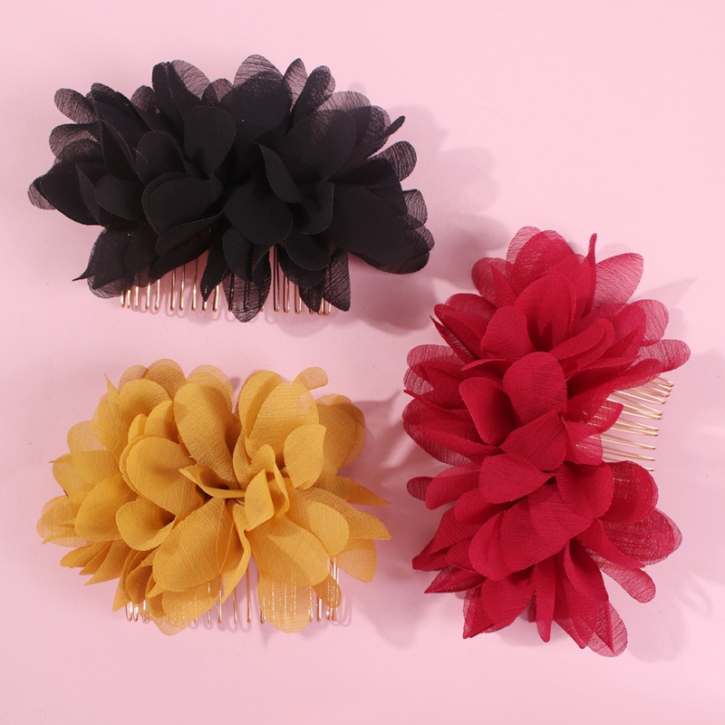 Fashion Red Cloth Mesh Flower Hair Comb,Hairpins
