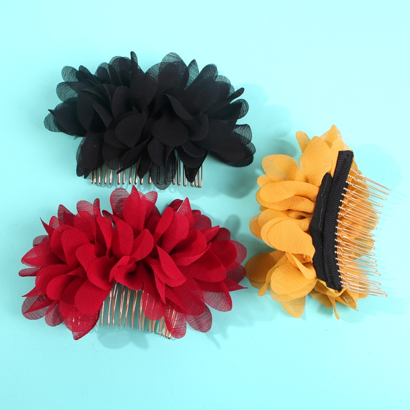 Fashion Red Cloth Mesh Flower Hair Comb,Hairpins
