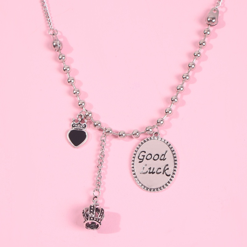 Fashion Ancient Silver Alloy Crown Tassel Letter Coin Love Necklace,Pendants