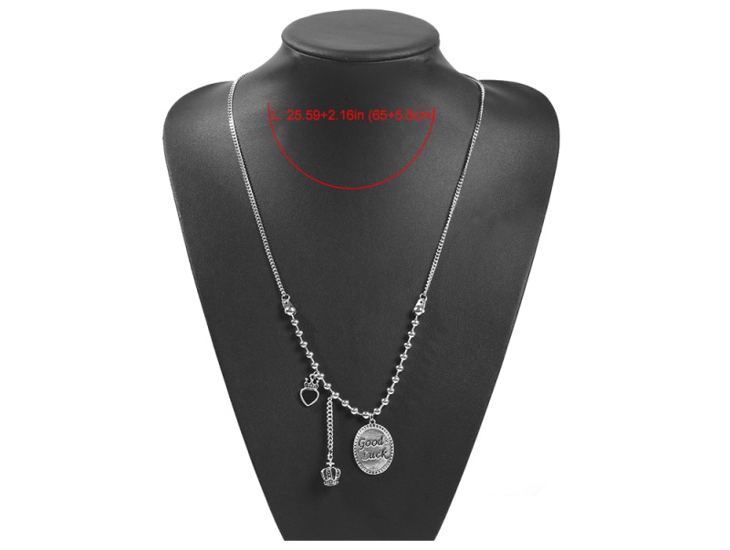 Fashion Ancient Silver Alloy Crown Tassel Letter Coin Love Necklace,Pendants