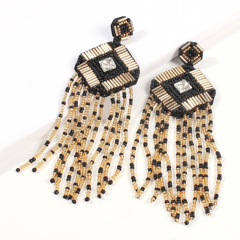 Fashion Black Diamond Beads Tassel Earrings,Drop Earrings