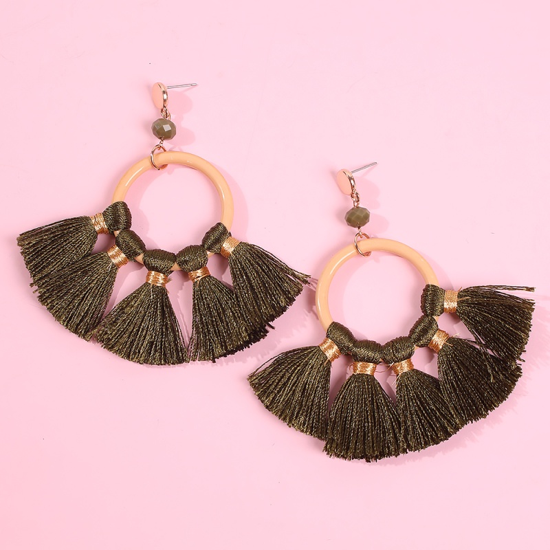Fashion Black Alloy Ring Tassel Earrings,Drop Earrings