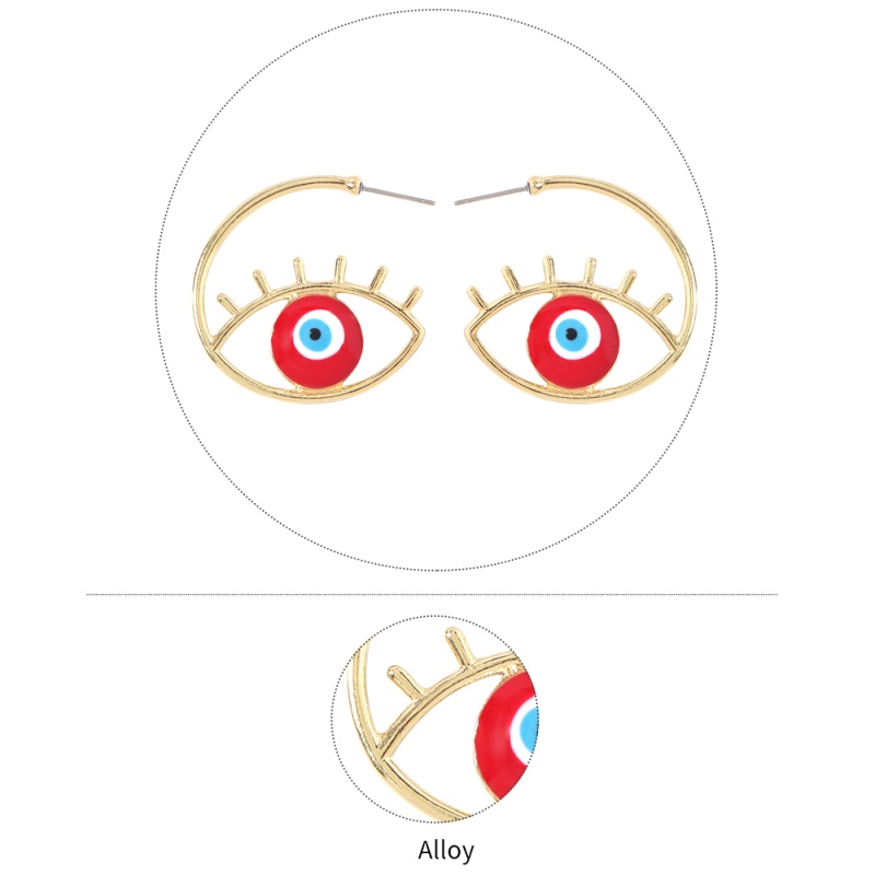 Fashion Red Alloy C-shaped Eye Earrings,Stud Earrings