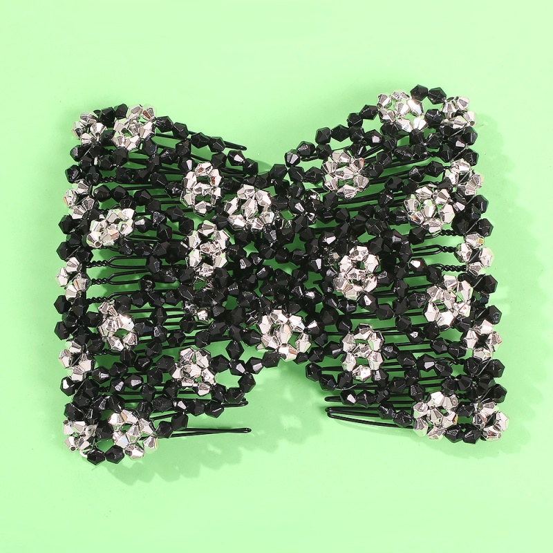 Fashion Black + Gold Beaded Alloy Hairpin,Hairpins