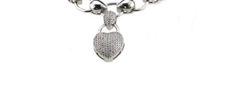 Fashion Platinum Copper Plated Zircon Oval Heart Shaped Diamond Bracelet,Bracelets