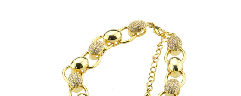 Fashion Gold Copper Plated Zircon Oval Heart Shaped Diamond Bracelet,Bracelets