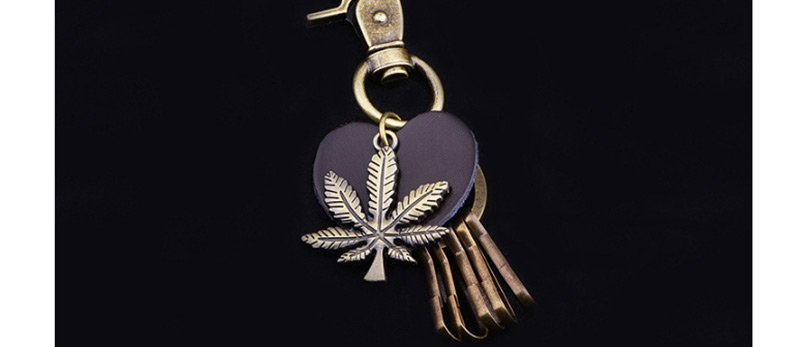 Fashion Bronze Maple Leaf Shaped Genuine Leather Keychain,Fashion Keychain