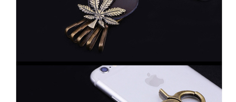 Fashion Bronze Maple Leaf Shaped Genuine Leather Keychain,Fashion Keychain